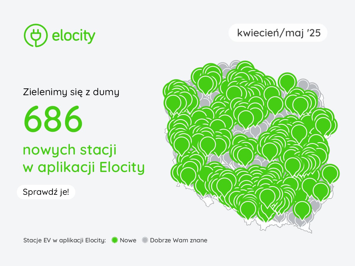 Nowe stacje w aplikacji Elocity - kwiecień/maj 2025